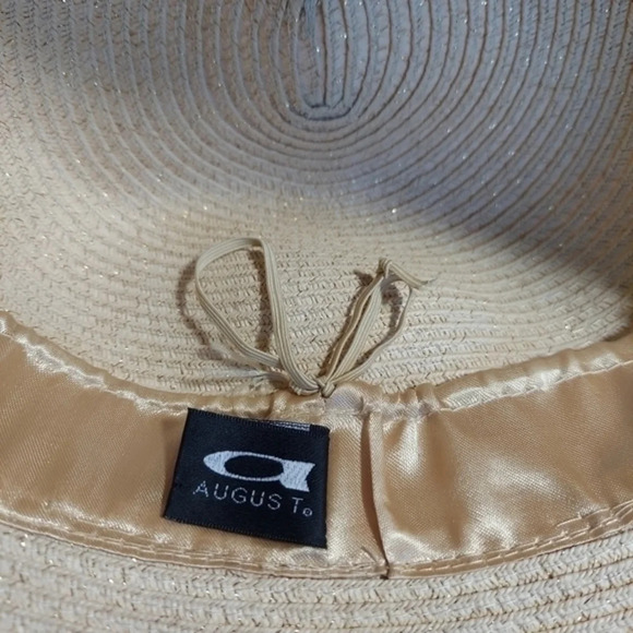 August Hats Tan Sun Hat with medium Brim Headband with small gold decor - Picture 5 of 9